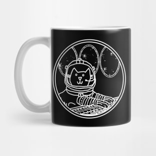 White Line Space Captain Yellow Cat In Control Mug